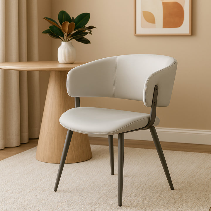 LUNARIS Modern Grey Leatherette Dining Chair
