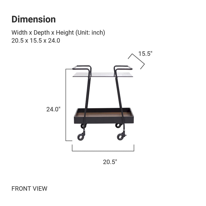 JACKY Walnut Glass Trolley