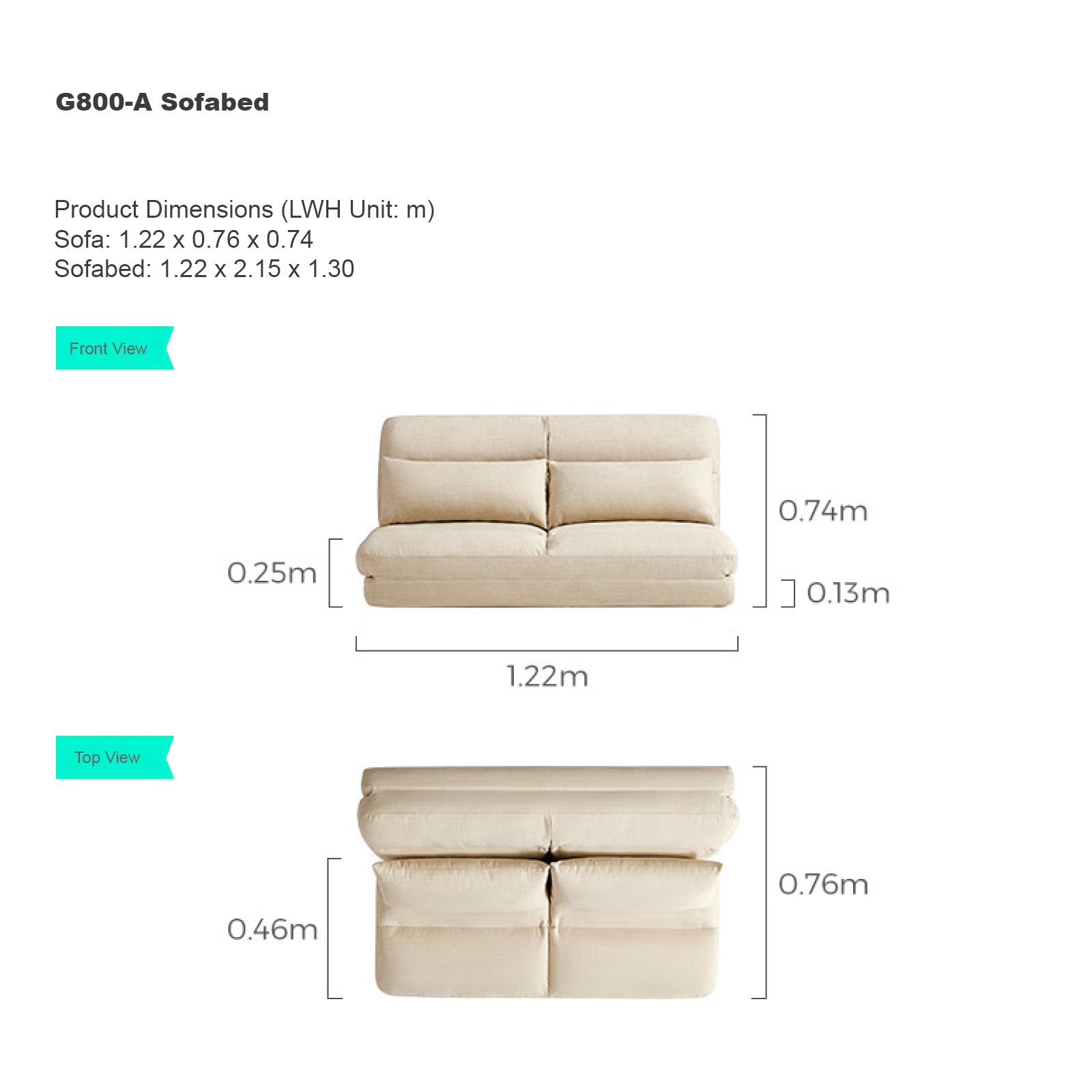 LEO White Cream Foldable Sofa – Home Quarters Furnishings