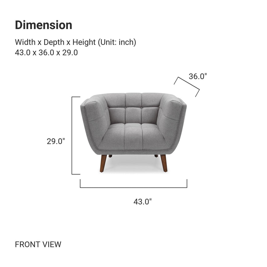 BEATRICE Fabric One Seater Grey Sofa