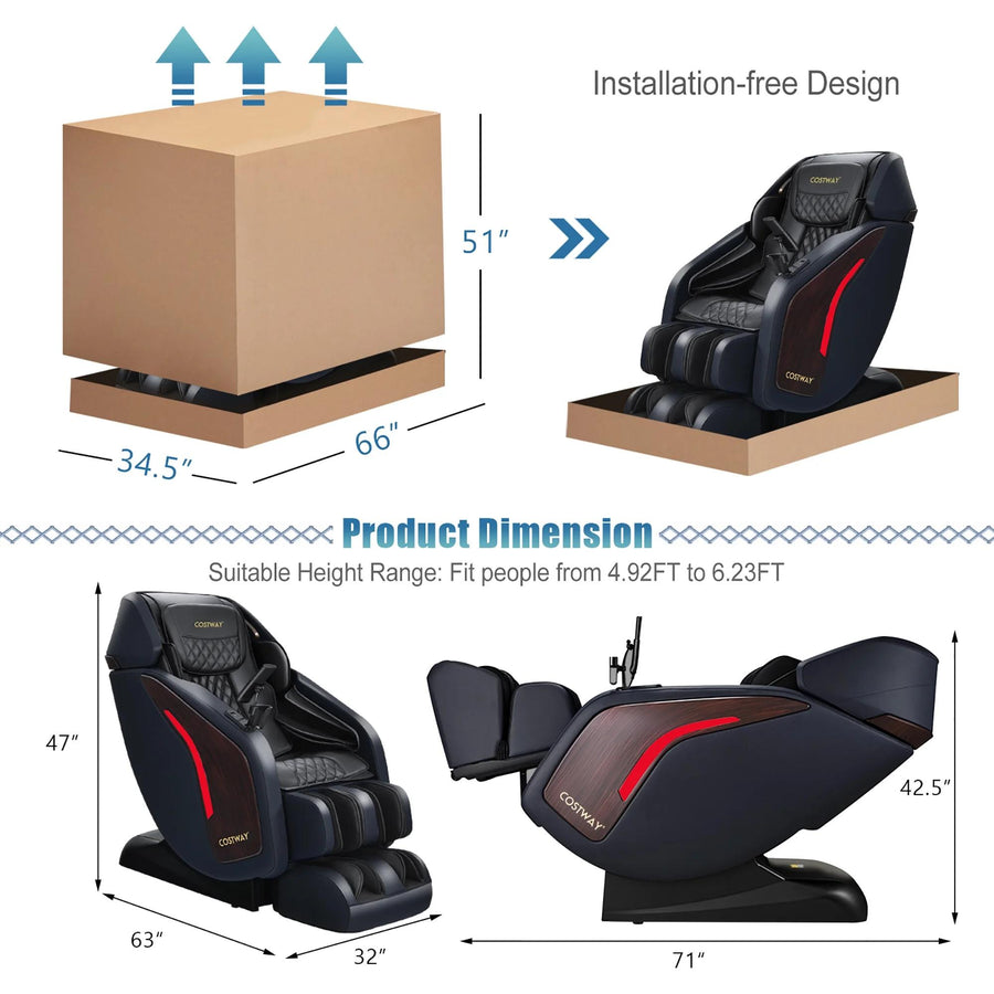 COSTWAY Advanced Zero Gravity Recliner with Full Airbag Massage System