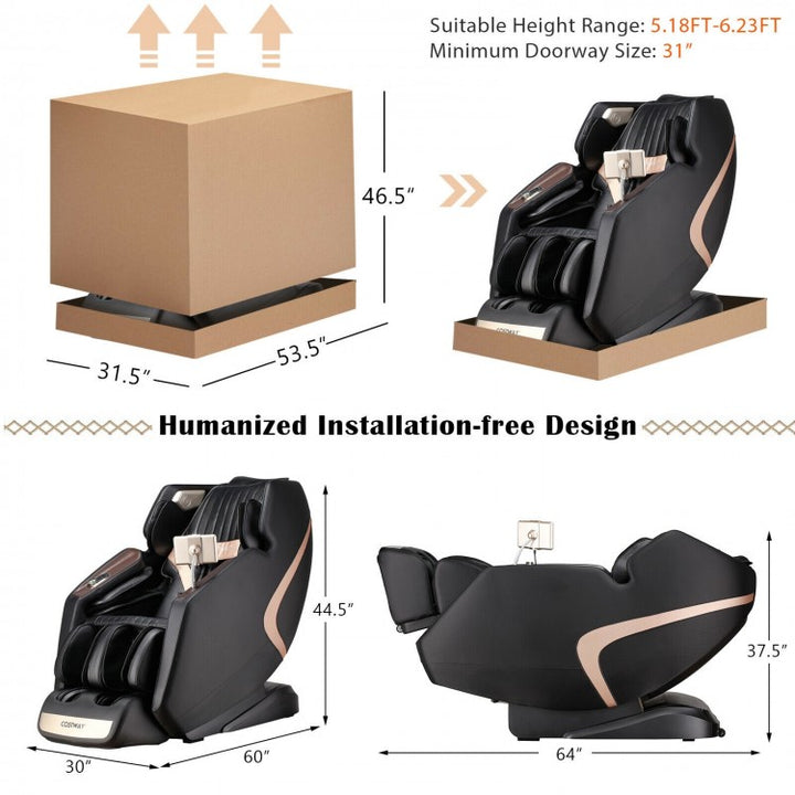 COSTWAY 3D SL-Track Full Body Zero Gravity Massage Chair
