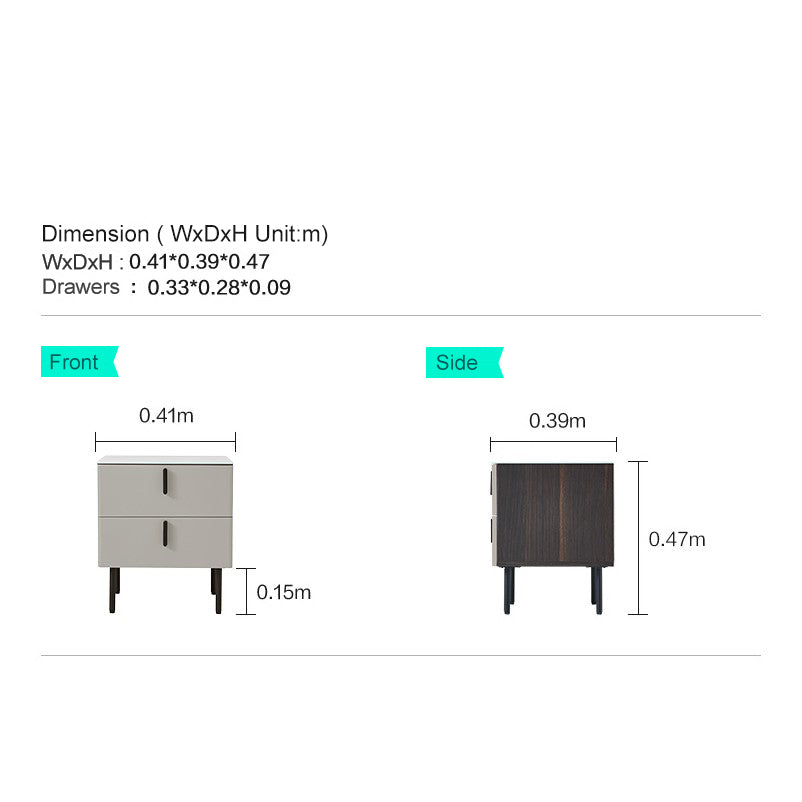 LENNOX Grey, Two Drawer Nightstand