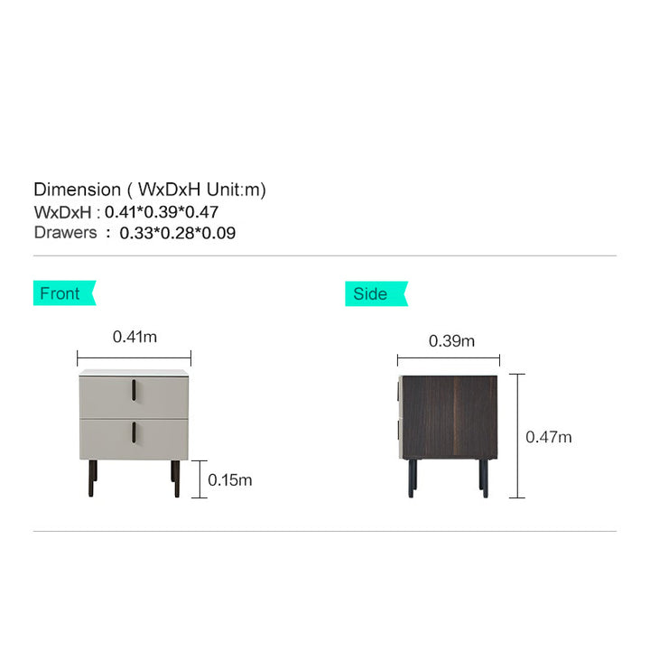 LENNOX Grey, Two Drawer Nightstand
