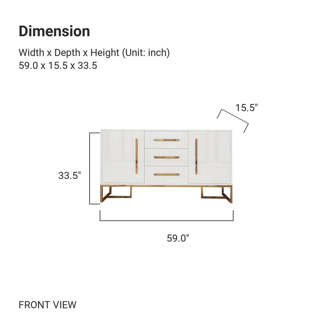 LEILA Glass Top Lacquer Sideboard