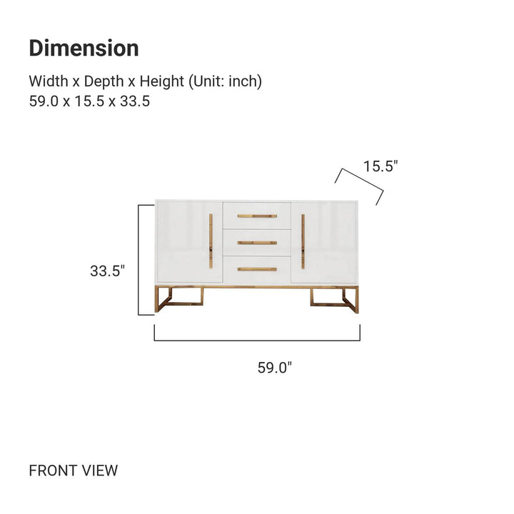 LEILA Glass Top Lacquer Sideboard