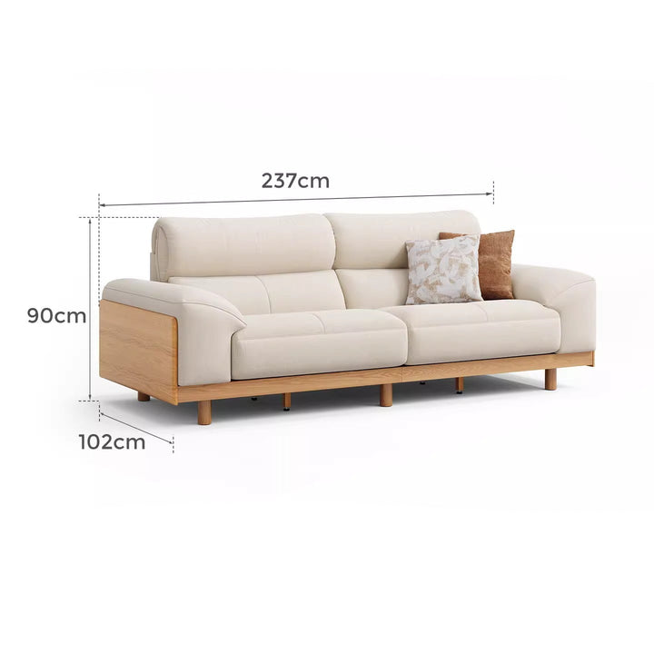AUGUST Wood Color and White Solid Wood Sofa