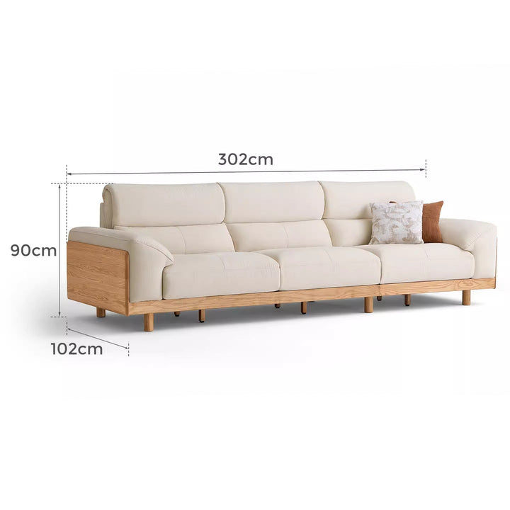 AUGUST Wood Color and White Solid Wood Sofa