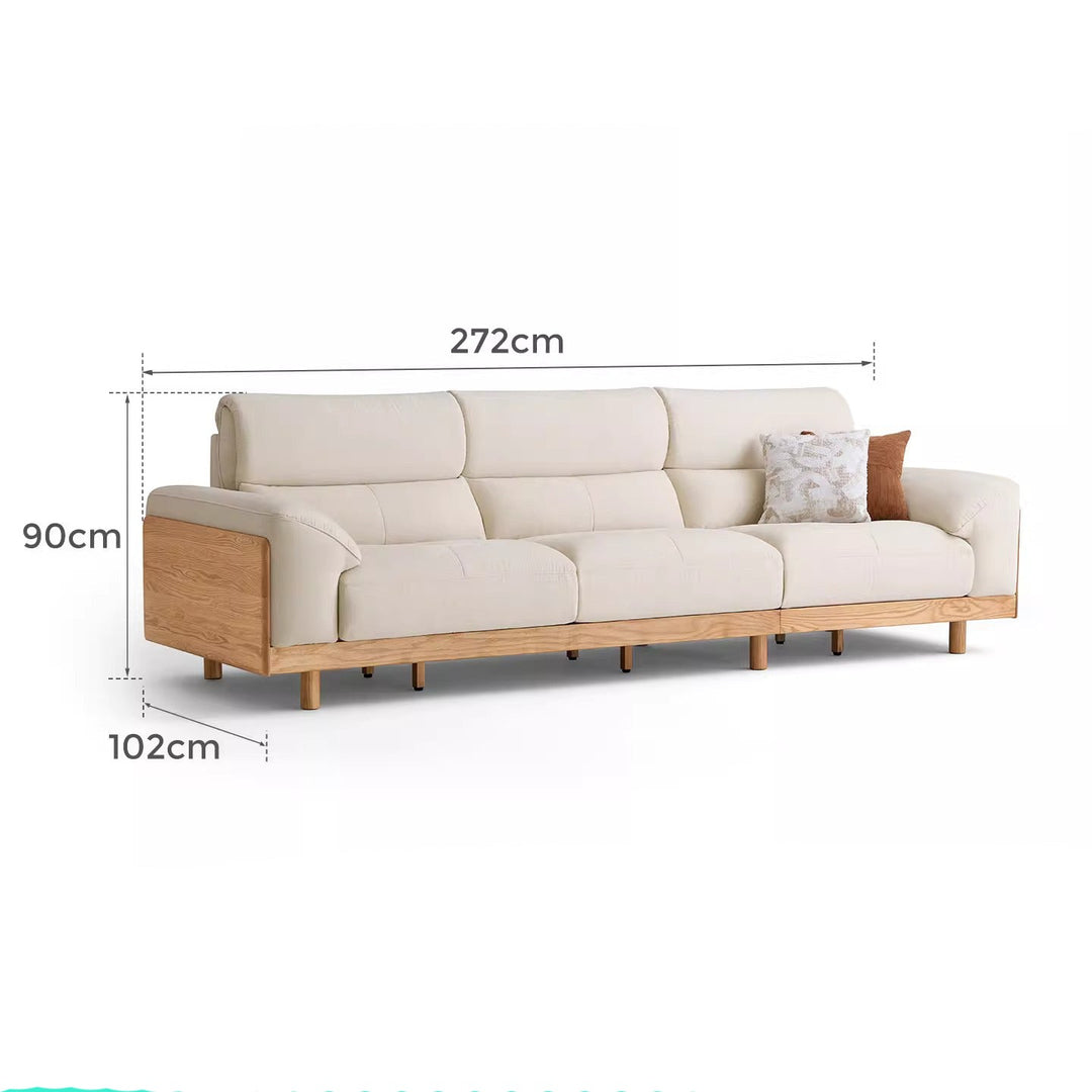 AUGUST Wood Color and White Solid Wood Sofa