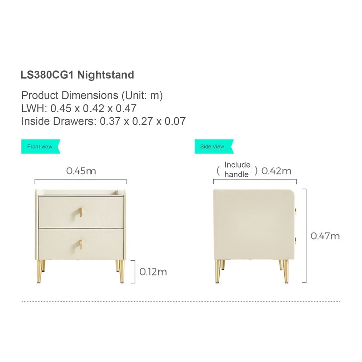 LISA Two Drawer, Bedroom Nightstand
