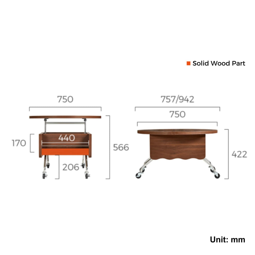SOKO Walnut Color Height Adjustable Coffee Table