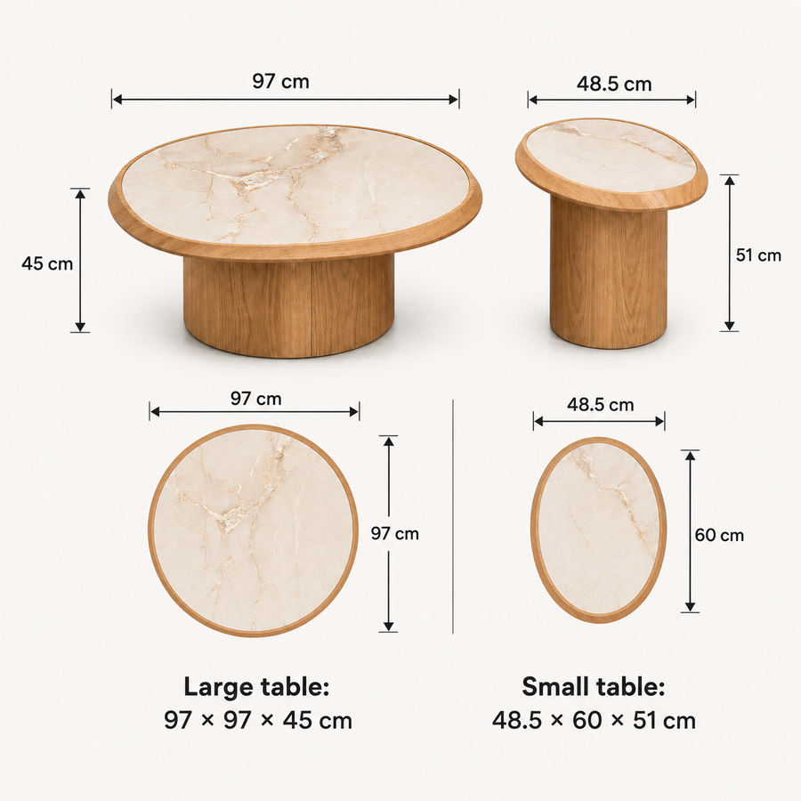 ULRIKA Organic Ceramic Coffee Table Set