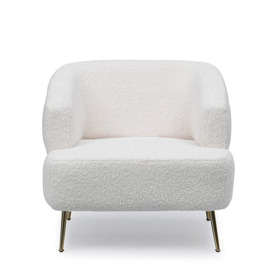 TEDDY Boucle Fabric Accent Chair White