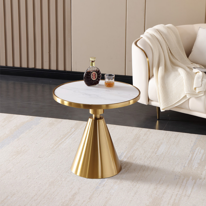 KONE Brushed Gold Ceramic End Table