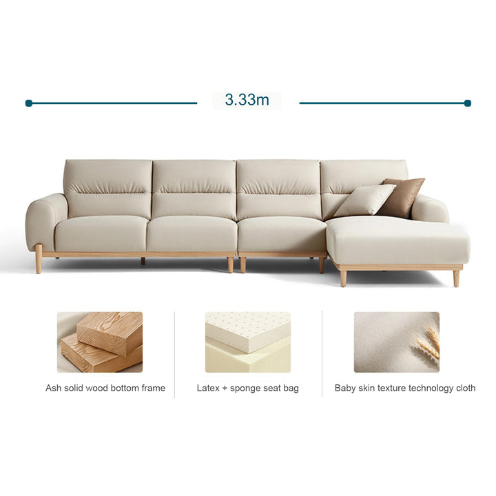LIEZEL White Cream Sectional Sofa