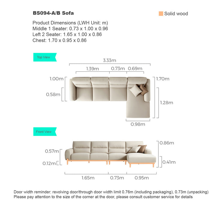 LIEZEL White Cream Sectional Sofa