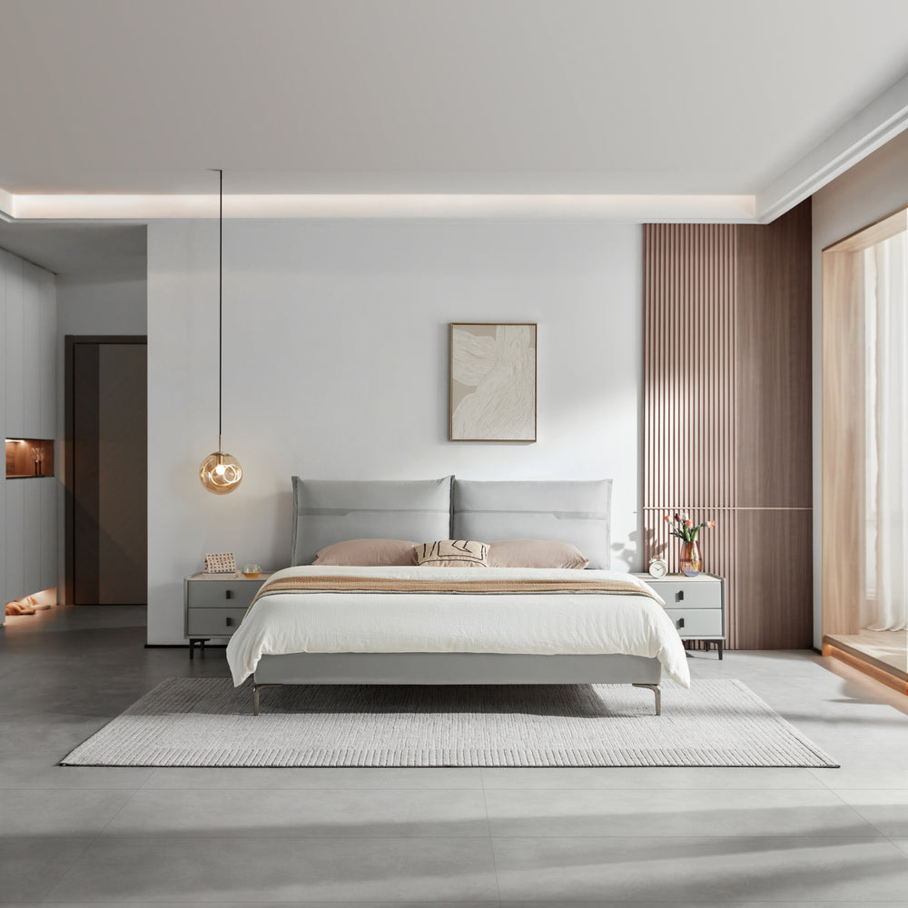 LOLA Grey Leather Bed