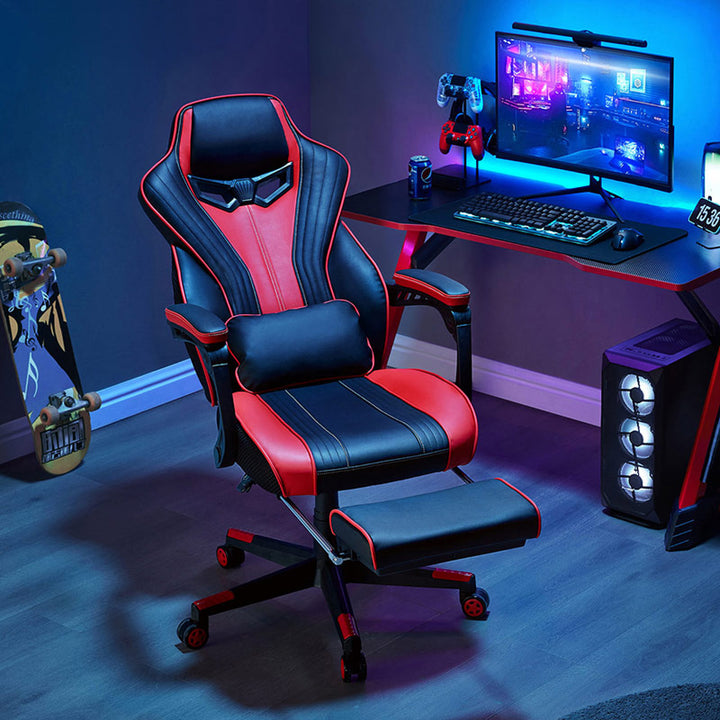 LEXI Red and Black Gaming Chair with Footrest