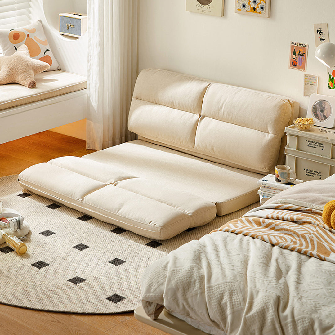 LEO White Cream Foldable Sofa Bed