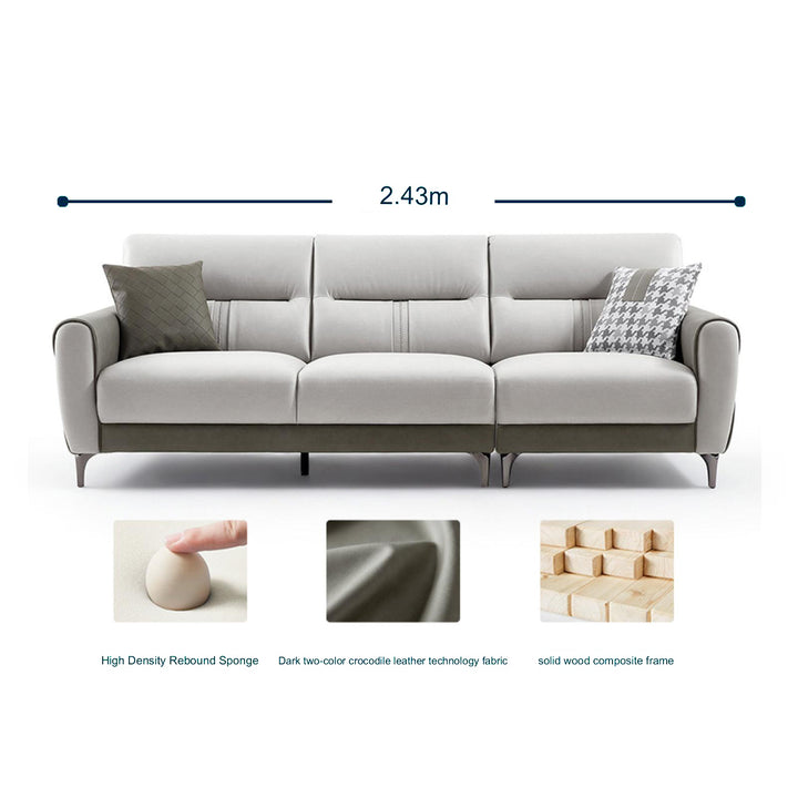 LINDA Grey Sectional Sofa With Ottoman