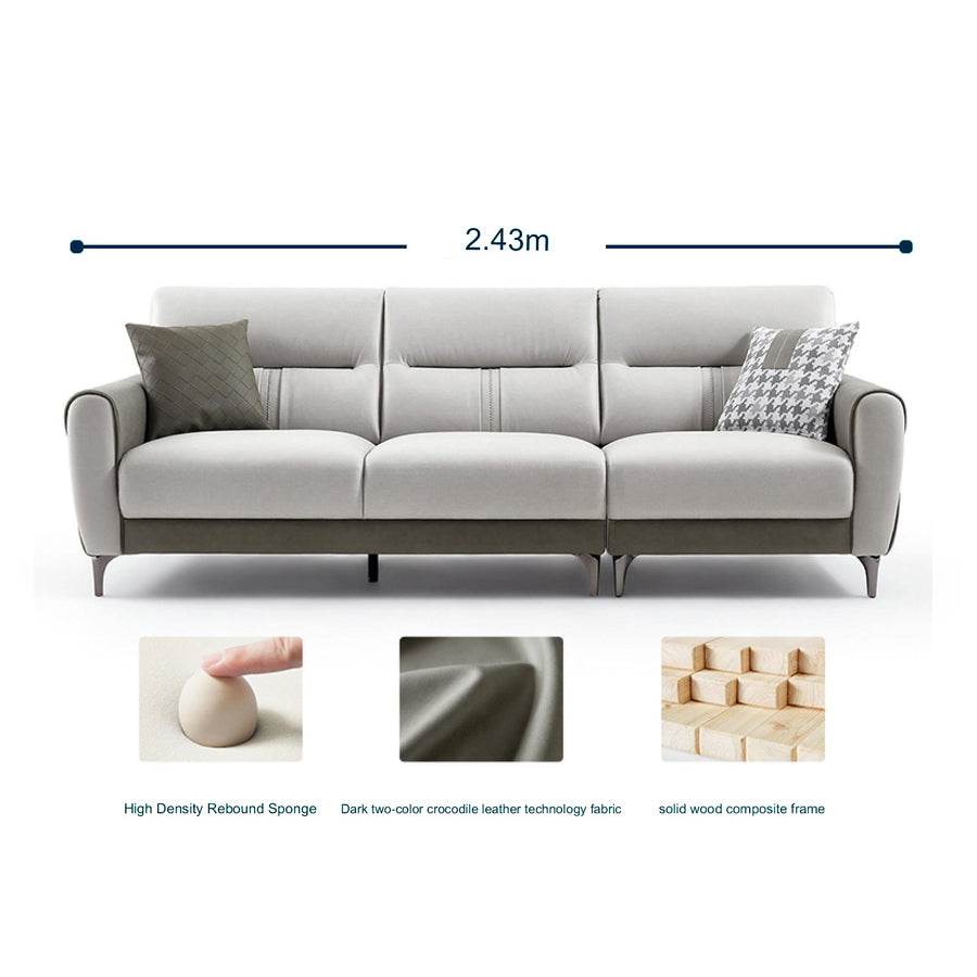 LINDA Grey Sectional Sofa With Ottoman