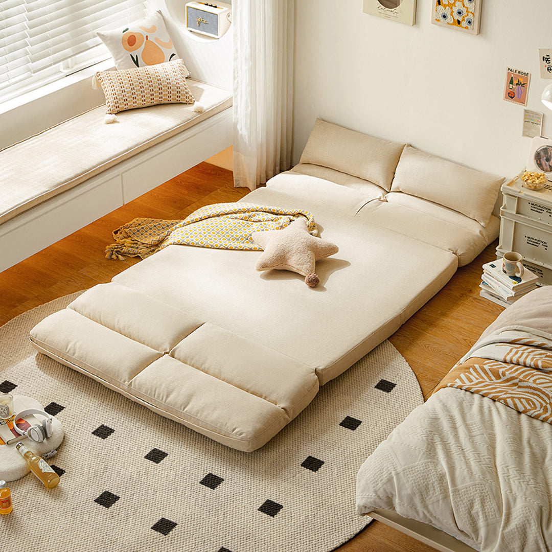 LEO White Cream Foldable Sofa Bed