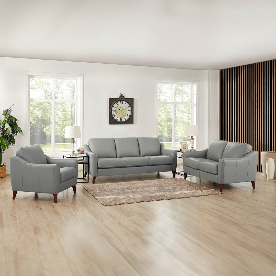 ERSA Silver Grey Leather Sofa Collection