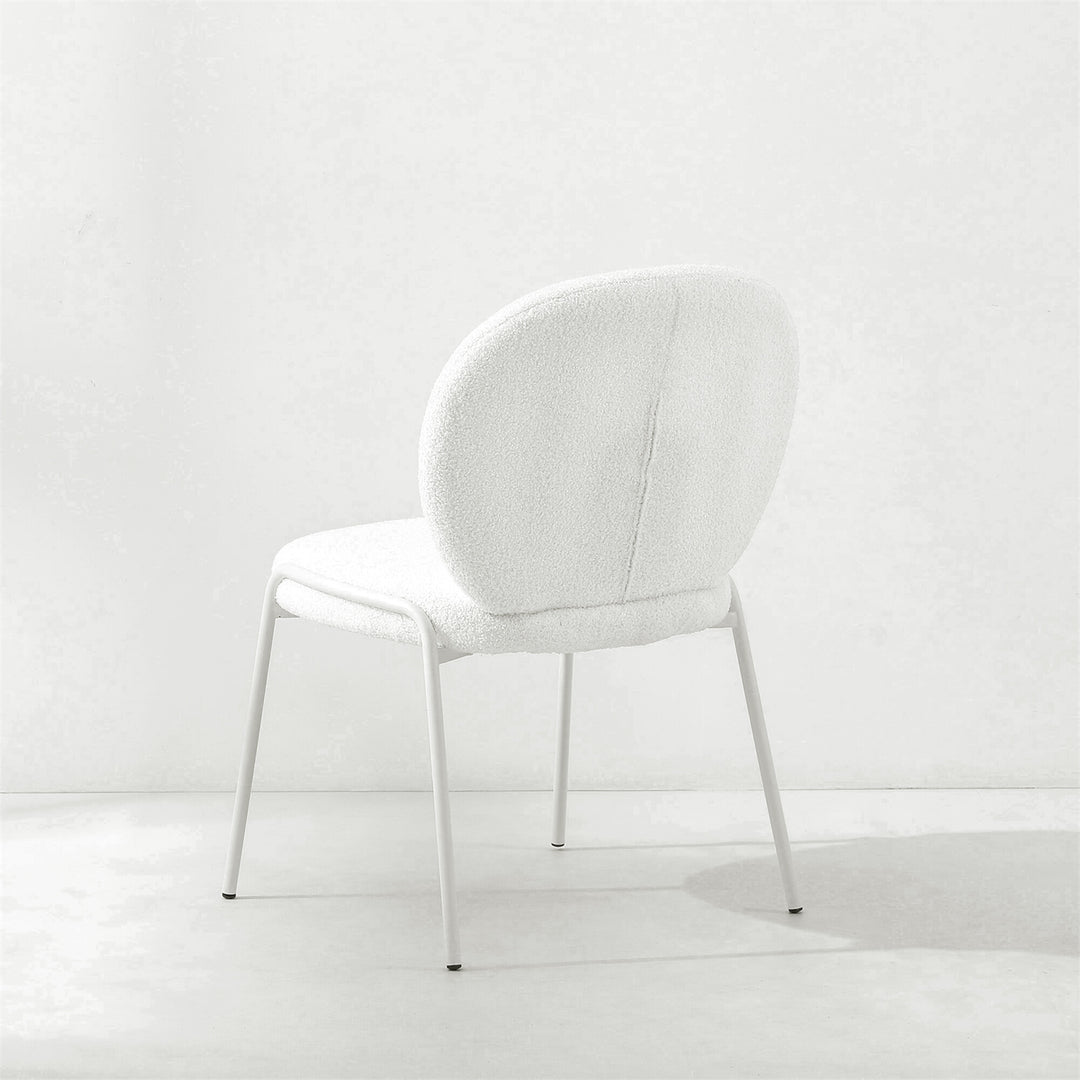 RUBY White Boucle Fabric Dining Chair