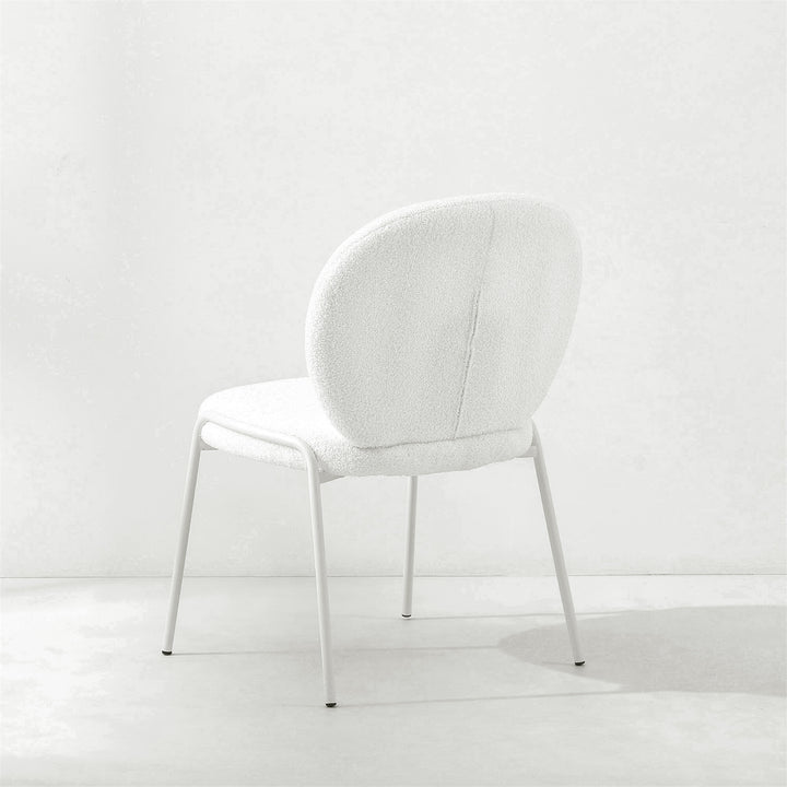 RUBY White Boucle Fabric Dining Chair