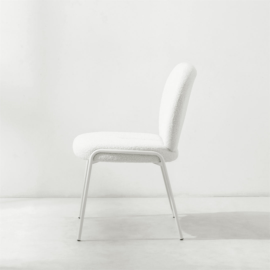 RUBY White Boucle Fabric Dining Chair