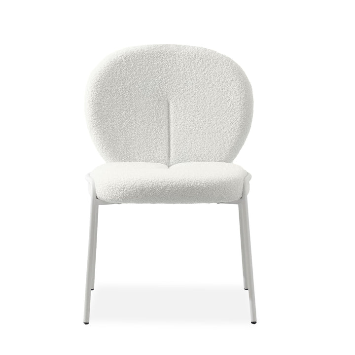 RUBY White Boucle Fabric Dining Chair