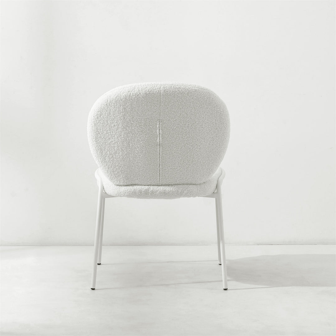 RUBY White Boucle Fabric Dining Chair