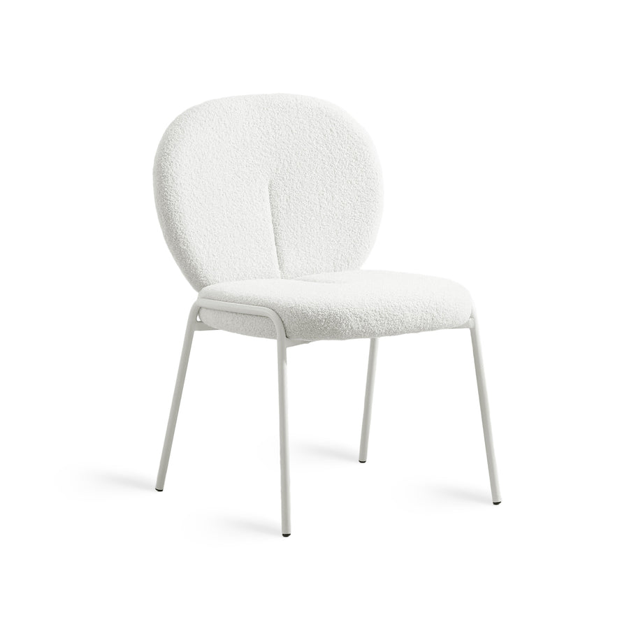 RUBY White Boucle Fabric Dining Chair
