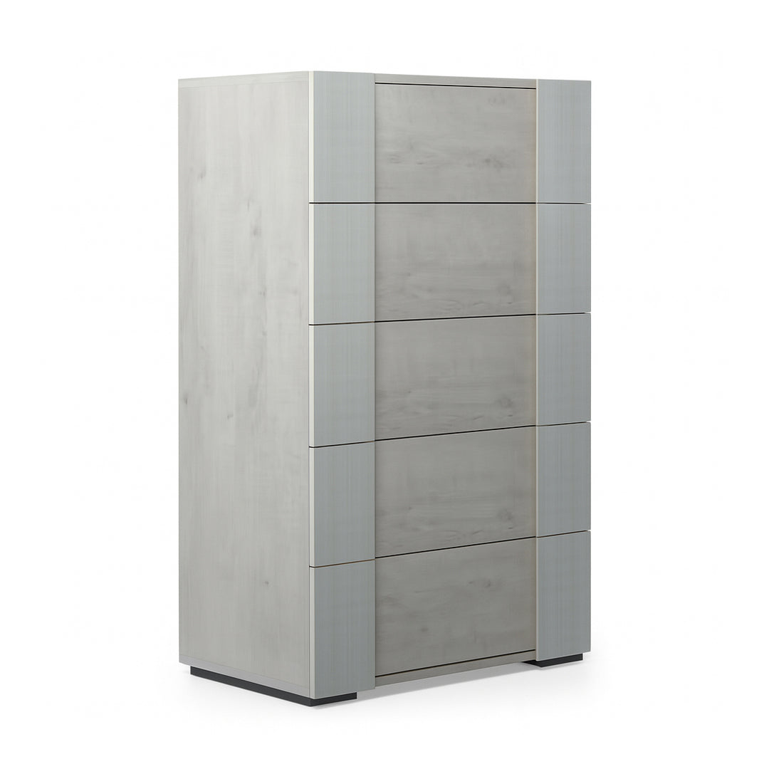 FIORELLA Modern Grey High Gloss 5-Drawer Chest