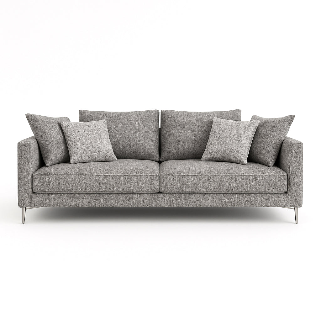 SILVANO Modern Pewter Grey Fabric Sofa – Minimalist 2.5 Seater