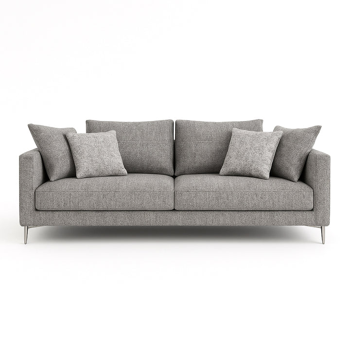 SILVANO Modern Pewter Grey Fabric Sofa – Minimalist 2.5 Seater