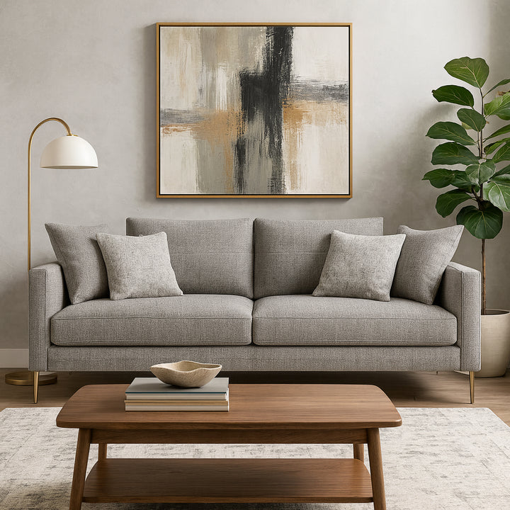 SILVANO Modern Pewter Grey Fabric Sofa – Minimalist 2.5 Seater
