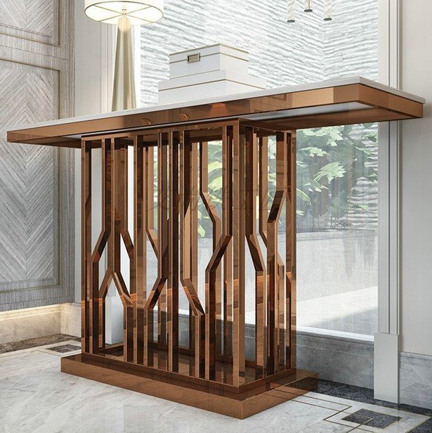 POLLY White Marble Console Table