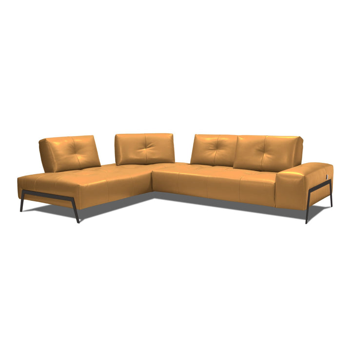 LEON Full Leather Adjustable Sectional - Incanto Italy Khaki Left