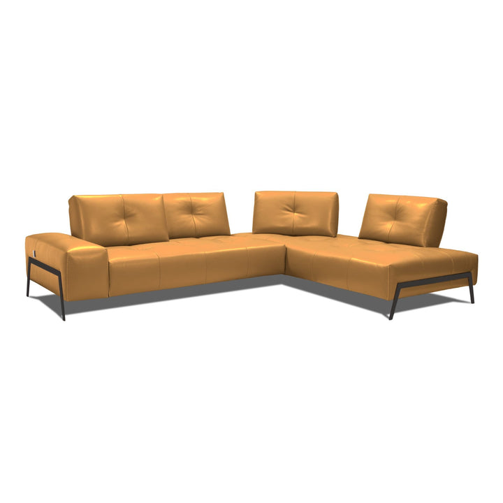 LEON Full Leather Adjustable Sectional - Incanto Italy Khaki Right