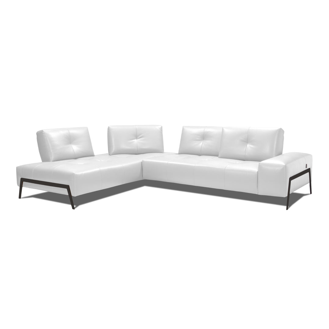 LEON Full Leather Adjustable Sectional - Incanto Italy White Left