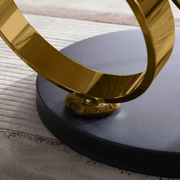 PIVAL Modern Two-Tier Glass Coffee Table with Gold Base