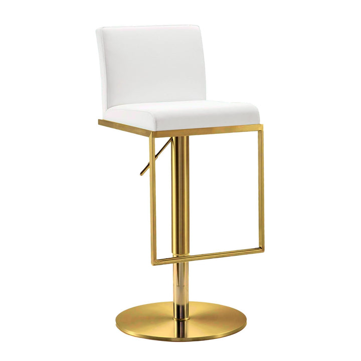 LAURIE Leather Swivel Bar Stool White