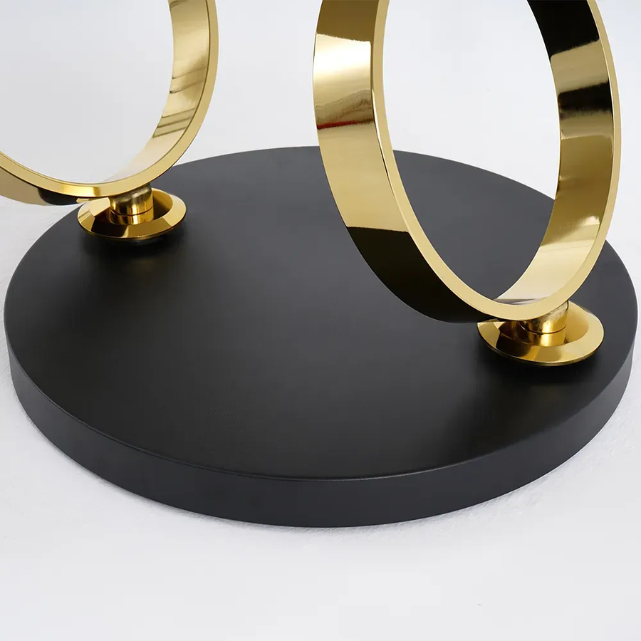 PIVAL Modern Two-Tier Glass Coffee Table with Gold Base