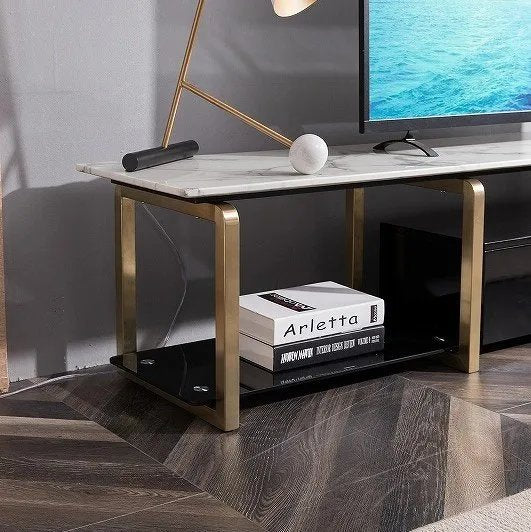 MARLOW White Marble TV Stand