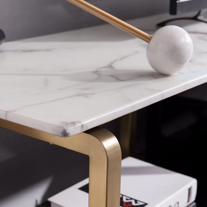 MARLOW White Marble TV Stand