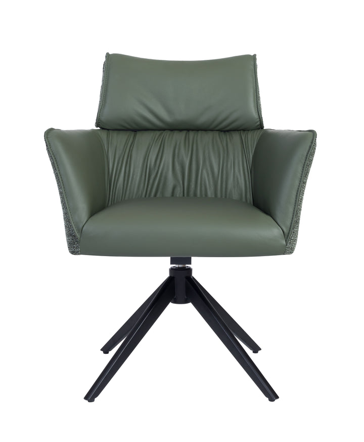 MAELIS Modern Leather Swivel Dining Chair with Armrests