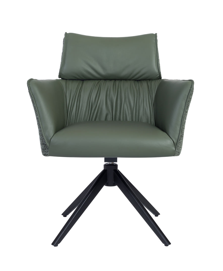 MAELIS Modern Leather Swivel Dining Chair with Armrests