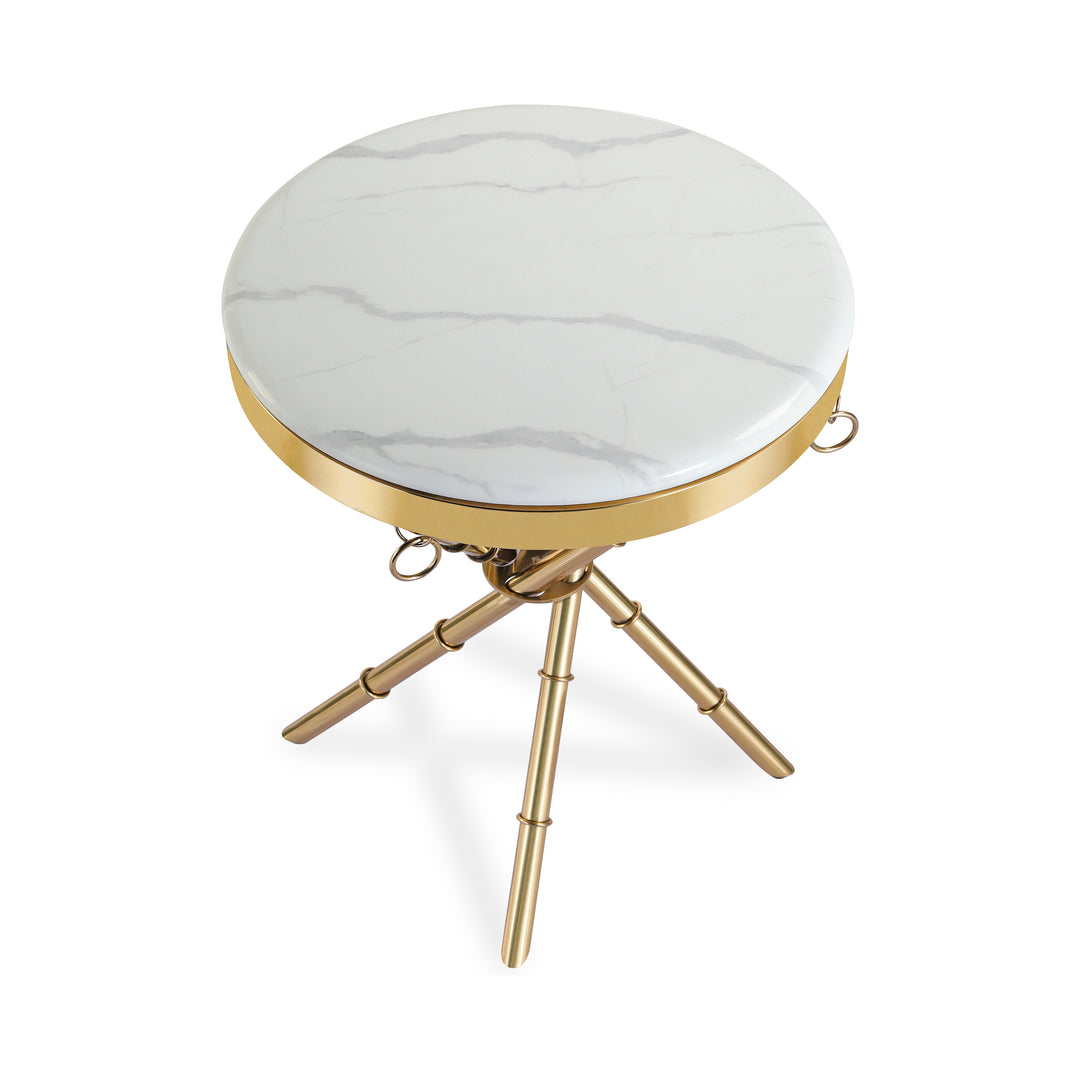BAMBOO Faux Marble Side Table