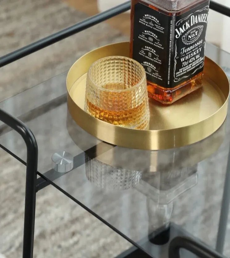 JACKY Walnut Glass Trolley